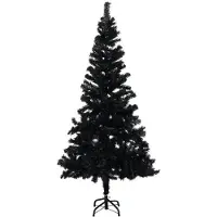 vidaXL Sapin de Noël artificiel avec support noir 150 cm PVC