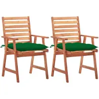 vidaXL Chaises de jardin 2 pièces avec coussins en bois massif d'acacia