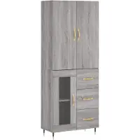 vidaXL Highboard Gris Sonoma 69,5x34x180 cm Matériau dérivé du bois