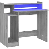 vidaXL Bureau avec LEDs Gris Sonoma 97x45x90 cm Bois composite