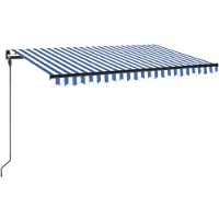 vidaXL Store manuel rétractable avec LED 450x300 cm bleu et blanc