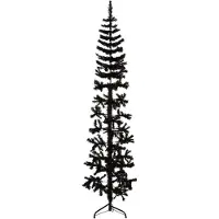 vidaXL Demi sapin de Noël artificiel mince avec support Noir 240 cm