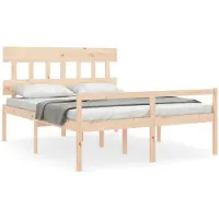 vidaXL Lit en bois massif avec tête de lit 160x200 cm