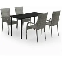 vidaXL Ensemble de jardin 5 pièces gris et noir