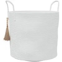 vidaXL Panier de rangement blanc Ø40x35 cm coton