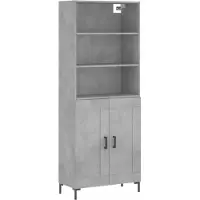 vidaXL Highboard gris béton 69,5x34x180 cm Bois composite