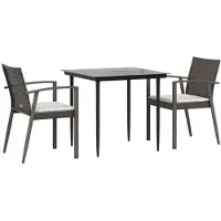 vidaXL Ensemble de jardin 3 pièces avec coussins Poly rotin et acier