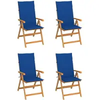 vidaXL Chaises de jardin 4 pcs. avec coussins bleu roi teck massif
