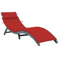 vidaXL Chaise longue avec support Gris Bois massif Acacia