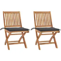 vidaXL Chaises de jardin 2 pcs. avec coussins anthracite teck massif