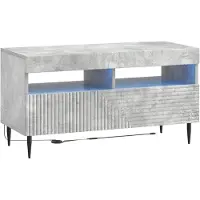 vidaXL Étagère LED pour télévision, 3 pièces, gris béton, matériau de bois