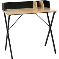 En.casa Bureau "Kappespoo" avec passe-câbles, dimensions 84 x 80 x 50 cm, couleur noire/aspect chêne