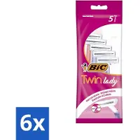 BIC - Twin Lady - Lames de rasoir - Double lame - Lames jetables - 5 lames de rasoir - Pack avantage - 6 pièces