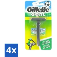 Gillette Set de rasage Goal - Acier inoxydable - Durable et tranchant - 1 lame de rasoir - Lot avantageux - 4 pièces