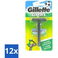Gillette Set de rasage Goal - Acier inoxydable - Durable et tranchant - 1 lame de rasoir - Lot avantageux - 12 pièces