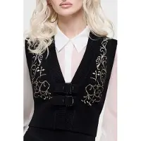 Killstar Top Gothic de - Cathedral Gardens - Golden Spire Knitted Top - S - 4XL - pour Femme - noir - Taille M