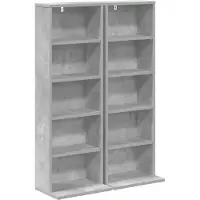 vidaXL Étagère CD, lot de 2, gris béton, 33 x 23,5 x 97,5 cm, matériau composite bois
