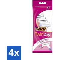BIC - Twin Lady - Lames de rasoir - Double lame - Lames jetables - 5 lames de rasoir - Pack avantage - 4 pièces