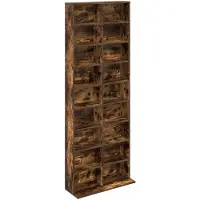 vidaXL Étagère CD, chêne fumé, 65 x 23,5 x 175 cm, panneaux de particules