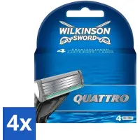 Wilkinson - Recharges Quattro Blade - Avec tondeuse de précision - 4 lames - Pack avantage - 4 pièces