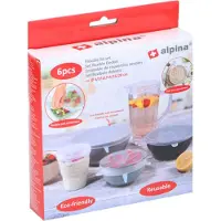 Alpina Couvercles flexibles - Couvercles en silicone - Stretch - Ø 6/9/11/14/16/20 cm - Réutilisables - 6 pièces - Transparent