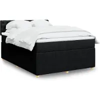 vidaXL Lit boxspring avec matelas noir 140x190 cm Tissu