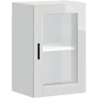 vidaXL Armoire suspendue de cuisine avec porte en verre Porto blanc brillant