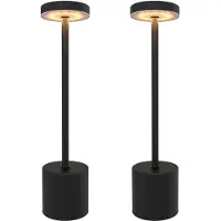 LEDVION Lot de 2 Lampes de Table LED Rechargeables Noir Mat 60 Lumens