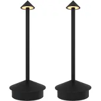 LEDVION Lot de 2 Lampes de Table LED Rechargeables Noir Mat 40 Lumens