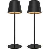 LEDVION Lot de 2 Lampes de Table LED Rechargeables Noir Mat 2700K-5000K