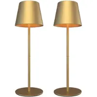 LEDVION Lot de 2 Lampes de Table LED Rechargeables Laiton Doré 2700K-5000K