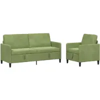 vidaXL Ensemble de canapés avec rangement, 2 pièces, polyester vert clair