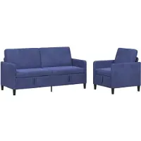 vidaXL Ensemble de canapés avec rangement, 2 pièces, bleu marine, polyester