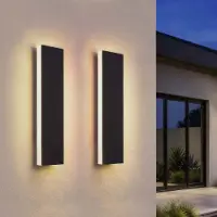 LEDVION Lot de 2 Applique murale extérieure LED longue Villa Ip65 6W blanc