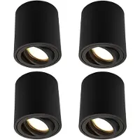 LEDVION lot de 4 spot LED en saillie noir rond 3W blanc chaud dimmable