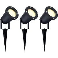 LEDVION Lot de 3 LED Extérieur Spot IP65 3W 2700K GU10 dimmable piquet