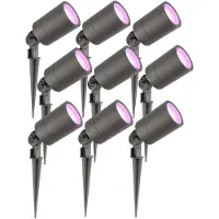 LEDVION Lot de 9 LED Extérieur Spot IP65 4,9W GU10 CCT RGB dimmable