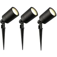 LEDVION Lot de 3 LED Extérieur Spot IP65 3W 2700K GU10 dimmable piquet
