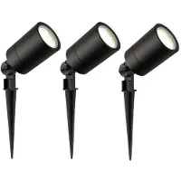 LEDVION Lot de 3 LED Extérieur Spot IP65 3W 4000K GU10 dimmable piquet