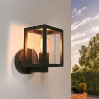 LEDVION Applique murale noir 15W E27 Cube IP44 dimmable sans ampoule