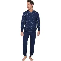 Pastunette Pyjama long 'Cloud Navigator' bleu foncé