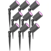 LEDVION Lot de 9 LED Extérieur Spot IP65 4,9W GU10 RGB dimmable piquet