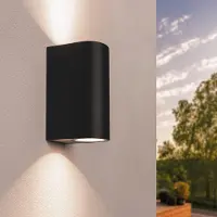 LEDVION Applique murale noir 3W blanc chaud GU10 IP54 dimmable ronde