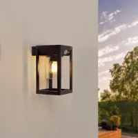 LEDVION applique solaire LED rectangulaire avec détecteur noir carrée
