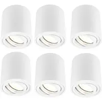 LEDVION lot de 6 spot LED en saillie blanc rond 3W blanc chaud