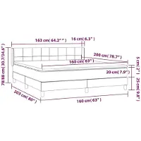vidaXL Lit boxspring avec matelas gris clair 160x200 cm Tissu
