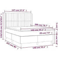 vidaXL Lit boxspring avec matelas Marron foncé 140x200 cm Tissu