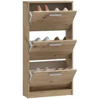 Bigbuy Meubles à chaussures - 6 paires - Décor Chêne - 3 abattants - L58,2 x P20,4 x H115,5 cm - MAC