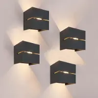 LEDVION lot de 4 applique murale LED noir 3W IP54 Up Down