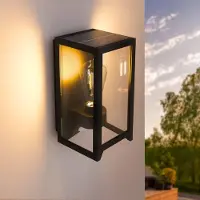LEDVION Lampe solaire LED d'extérieur, modèle "Wandlampe" (applique murale), noire, avec détecteur de mouvement